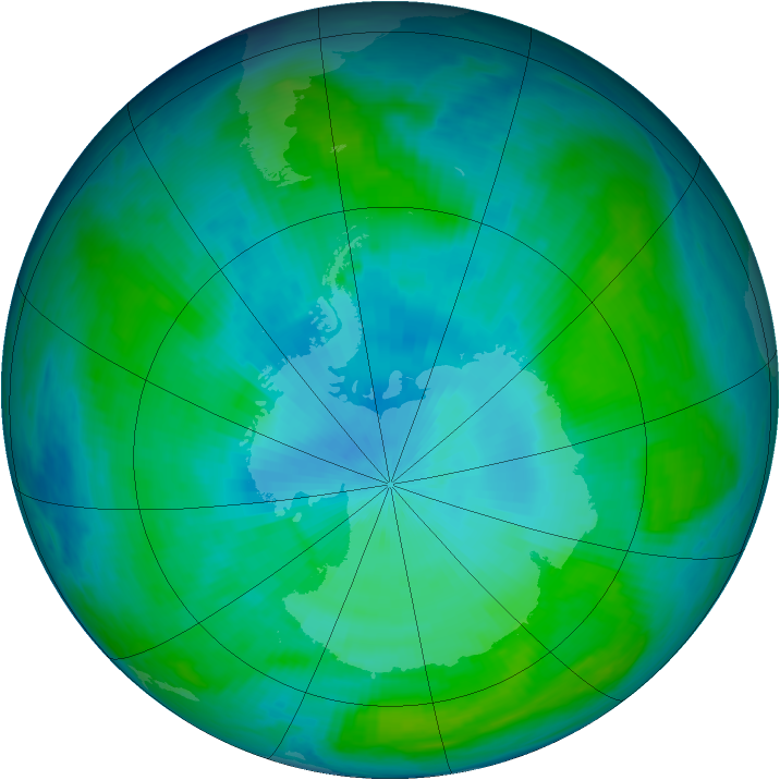 Antarctic ozone map for 07 February 1987